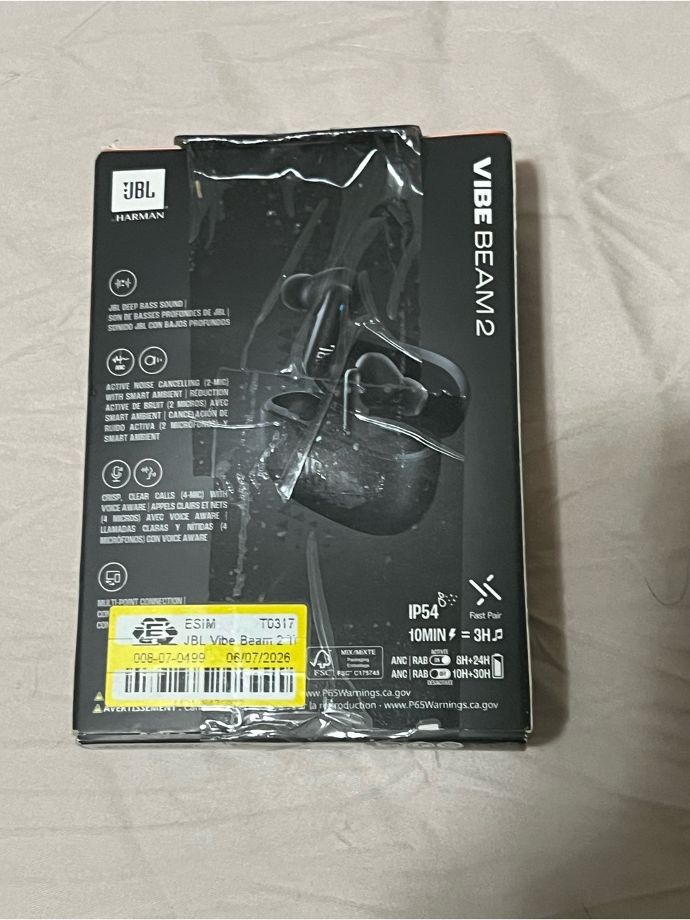 JBL Vibe Beam 2 Earbuds Charging Case and Earbuds - Black